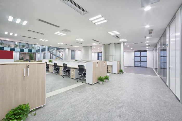 Modern, bright office workspace.
